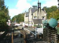 Looking north west over Alston station from the A686 Station Road in September 2003.<br><br>[John Furnevel 22/09/2003]