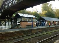 Another view of the former signalbox at Bodmin Parkway in November 2014. Its use as a cafe provides a useful facility and 'recycles' a building with plenty of life left. Notice the modern station building on the right. [a considerable improvement on that seen in image 36651] The station staff were helpful and efficient, and excited to see a surge in visitors as the Branch Line Society ran a special down the Bodmin and Wenford Railway.<br><br>[Ken Strachan 29/11/2014]