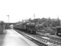 Gresley V3 67681 arriving at Airdrie on 26 August 1958 with a train from Hyndland.<br><br>[G H Robin collection by courtesy of the Mitchell Library, Glasgow 26/08/1958]