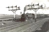 Standard tank 80021 leaving Fraserburgh with a train for Aberdeen on 12 August 1958.<br><br>[G H Robin collection by courtesy of the Mitchell Library, Glasgow 12/08/1958]