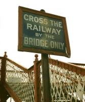 A venerable sign (and some fine ironwork) at Barry Links station in October 1997.<br>
<br><br>[David Panton 23/10/1997]