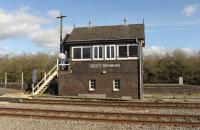 The signal box at Moreton-in-Marsh on 27 February 2015.<br><br>[Peter Todd 27/02/2015]