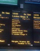 New carrier. A section of the departure board at Waverley on Sunday 1 March 2015.<br><br>[John Yellowlees 01/03/2015]