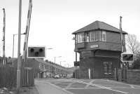 The signal box at Fencehouses on the Leamside line in March 1989.<br><br>[Bill Roberton 18/03/1989]