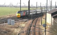 The Virgin Trains East Coast 0952 Aberdeen - Kings Cross HST passes Drem Junction on 19 March 2015.<br><br>[John Furnevel 19/03/2015]