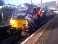 68006 <I>Daring</I> recently arrived at Haymarket on 1 April 2015 with a Fife Circle service for Waverley.<br><br>[John Yellowlees 01/04/2015]