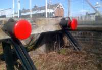 The surviving buffer-stop in the former Kinross bay at Ladybank station in March 2015 [see image 42464].<br><br>[John Yellowlees 10/03/2015]