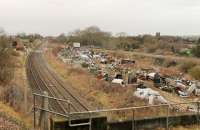 Northallerton East Junction (in the distance) as seen from the ECML. The line to the right brings passenger trains from Middlesbrough into the station at the High Junction while in the foreground the freight lines drop down over Springwell Lane level crossing to pass under the ECML and join the slow lines at Longlands Junction.<br><br>[Mark Bartlett 21/03/2015]