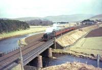 Britannia Pacific 70051 <I>Firth of Forth</I> about to cross the Clyde on Crawford Viaduct with a Crewe - Perth train on 25 March 1966.<br><br>[John Robin 25/03/1966]