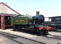 BR (GWR) 2-6-2T 4144, photographed on 11 June 2015 newly restored at the Didcot Railway Centre.<br><br>[Peter Todd 11/06/2015]