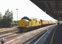 97302 (37170) in Network Rail colours, stabled in the sidings alongside Didcot station on 11 June 2015 at the head of Track Measurement Train.<br><br>[Peter Todd 11/06/2015]