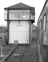 View from a special passing Irvine signal box on 31 August 1985. The train was operating as part of an open day taking place at British Rail's Ayr depot.<br><br>[Bill Roberton 31/08/1985]