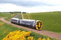 ScotRail 158731 southbound near Falahill Summit on the afternoon of 19 June 2015 during a Borders Railway Newcraighall - Tweedbank driver training run.<br><br>[John Furnevel 19/06/2015]