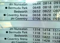 The timetable posters at Bedworth rather optimistically show stops at Bermuda Park and Coventry Arena from 17 May 2015 - although the latter will not open until September [see image 51817], and the former is still not finished. Still, it's good to plan ahead.<br><br>[Ken Strachan 30/06/2015]