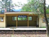 The station at Babylon (the Czech Republic version) is not quite what the photographer expected. An unstaffed halt, with just two trains a day south to Furth im Wald in Germany, and three to Domazlice / Pilsen. However, a 1-metre wide canal, dating from the 16th century, runs right past the station - providing ample alternative transport interest.<br><br>[David Spaven 26/06/2015]