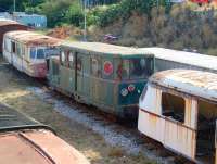 Interesting stock in the yard at Bastia in July 2015. I love that strange vehicle with the portholes!<br>
<br><br>[John Thorn 05/07/2015]