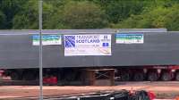 Banners were positioned on the new Bargeddie Bridge shortly before it began to be moved into place on the afternoon of 17th July 2015.<br><br>[Colin McDonald 17/07/2015]