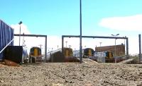 The western fan of empty stock sidings at Ayr Towmnhead photographed through the security fence on Sunday 26 April 2015. [See image 51093]<br><br>[Colin Miller 26/04/2015]