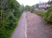 Looking West from the station area at Threlkeld in May 2015. All traces of the platforms have been buried in spoil after rebuilding of the council depot [see image 42152].<br><br>[Ken Strachan 18/05/2014]