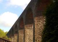 Just as magnificient from ground level as from the air [see image 26020]; but due to residential development and guard dogs on the trackbed, Pensford Viaduct is not readily approachable in May 2015.<br><br>[Ken Strachan 24/05/2015]