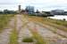 Looking along the former Yorkhill Quay towards the SECC from near the Riverside Museum on 22nd June 2015. The course of the rails and pointwork from the former Stobcross branch sidings is shown by the weeds growing in the rails.<br><br>[Colin McDonald 22/06/2015]