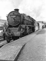 A southbound train from Inverness calls at Aviemore in 1958 hauled by a pair of Black 5s. Leading locomotive is 45475 of Perth shed.<br><br>[D Welsh Collection [Courtesy Bruce McCartney] //1958]