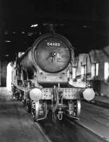 Scene inside the 2-road locomotive shed at Wick in 1961. Pickersgill ex-Caledonian 3P 4-4-0 54482 is a visitor from Inverness. The shed was officially closed in July 1962. [See image 52246] <br><br>[D Welsh Collection [Courtesy Bruce McCartney] //1961]