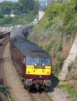 West Coast 47804 leads the <I>Royal Scotsman</I> stock into Burntisland with the Newcastle - Kingussie leg of a charter from London Victoria on 23 August.  47802 was on the rear of the train.<br><br>[Bill Roberton 23/08/2015]