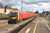 Three Class 325 Royal Mail units southbound through Leyland on 28 July with a Shieldmuir to Warrington service.<br><br>[John McIntyre 28/07/2015]