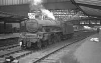 Jubilee 4-6-0 no 45635 <I>Tobago</I> and a small but select looking assortment of packages awaiting the arrival of the 9.25am Crewe-Perth at Carlisle on 14 March 1964. <br><br>[K A Gray 14/03/1964]