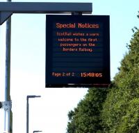 A message from ScotRail... Galashiels station, 6 September 2015.<br><br>[Bruce McCartney 06/09/2015]