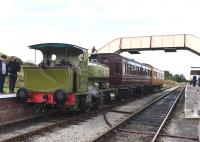Barclay 0-4-0ST <I>Rosyth No 1</I> at Furnace Sidings station on 12 September while operating a shuttle service between the Whistle Inn and the Big Pit Museum.<br><br>[Peter Todd 12/09/2015]