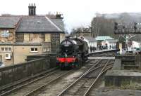 B1 61264 crossing the bridge over the Esk at Grosmont on 3 April 2008 on its way to the NYMR shed. <br><br>[John Furnevel 03/04/2008]
