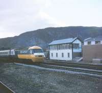 HST 254-023 at Aviemore with an ASLEF Centenary Special on the 24th of April 1980. This was apparently the first HST on the Highland.<br><br>[Peter Todd 24/04/1980]