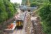 At Farnworth station the new up platform is taking shape on the revised alignment on 17 July 2015. The track has been slewed left towards the Up platform and then right to enter the Down tunnel. This is to allow the Down platform to be demolished and then rebuilt on the new alignment with the re-bored twin track tunnel.<br><br>[John McIntyre 17/07/2015]