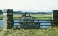 The remains of the GNSR bridge over the River Spey near Nethy Bridge en route to Boat of Garten in August 1982. The view looks north.<br><br>[Peter Todd /08/1982]