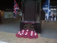 Armistice Day at Glasgow Central.<br><br>
<br><br>
The principal memorial lists the 706 men of the Caledonian Railway who lost their lives in the Great War and below is a memorial to those who died in the Second World War.<br><br>[John Yellowlees 11/11/2005]