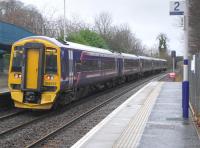 A 158/170 combination form an Edinburgh-bound Fife Circle service on 5 December, strengthened to cope with extra demand because of the closure of the Forth Road Bridge.<br><br>[Bill Roberton 05/12/2015]