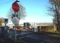 Four Lane Ends level crossing, between Hoscar and Burscough Bridge stations.  This view looks towards the Parbold Hills in November 2009. [Ref query 4961]<br>
<br><br>[Mark Bartlett 09/11/2009]