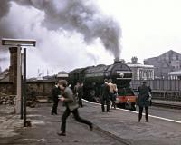 This was taken at Finsbury Park in May 1968. It was a special event that involved a Deltic and 4472 leaving Kings Cross simultaneously.<br><br>
<br><br>
See this <a target='external' href='http://www.nrm.org.uk/ourcollection/photo?group=Liverpool%20Street&objid=1995-7233_LIVST_TP_1175'>NRM photograph</a> for a view of the train leaving Kings Cross.<br><br>[John Thorn 01/05/1968]