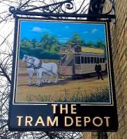 This is the sign from <I>The Tram Depot</I> pub/restaurant in Cambridge [see image 41164]. A nice image, well looked after.<br><br>[Ken Strachan 05/12/2015]