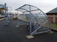 Modern style bicycle shelter at Cardross on the westbound platform. What would the Victorians make of this?<br><br>[Ewan Crawford 28/12/2015]