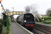 Considering how the Barry <I>Spam-cans</I> looked before restoration, WC 4-6-2 34007 <I>Wadebridge</I> makes a fine sight as it runs light engine into Ropley station on 28th December 2015. <br><br>[Peter Todd 28/12/2015]