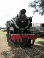North British Locomotives of Glasgow built railway loco no 2921 'Masai of Kenya' in the 1950s for East African Railways. This is a 'Tribal' class of locomotive with a 2-8-2 wheel arrangement.<br><br>[Alistair MacKenzie 17/03/2014]