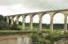 Calstock viaduct, striding across the River Tamar, which is 120' below and still tidal at this point. The viaduct is Grade II listed and a Transport Trust <I>Transport Heritage Site</I> being the largest viaduct in Britain constructed entirely of concrete blocks. [See image 52522] <br><br>[Mark Bartlett 29/07/2015]