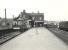 Looking west along the platform at Clydebank East terminus in September 1958 towards the station building on Whitecrook Street. The station closed in September 1959 [see image 13965]. <br><br>[G H Robin collection by courtesy of the Mitchell Library, Glasgow 04/09/1958]