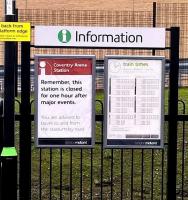 The timetable on the right is fine, but the sign on the left is a bit sad. View of the Northbound/Nuneaton platform, taken from the South side so that I didn't keep 'er indoors waiting too long!<br><br>[Ken Strachan 31/01/2016]