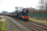 60103 <i>Flying Scotsman</i> approaches Lostock Hall on 4 February 2016 on a loaded test run from Carnforth. This was the locomotive's first outing on the main line since its lengthy overhaul. It was however the second run the engine had made, the first being a 'light' test from Carnforth to Hellifield, before this trip from Carnforth to Hellifield, Blackburn, Preston and back via the WCML.<br><br>[John McIntyre 04/02/2016]