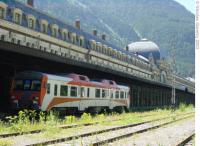 Canfranc International Station with RENFE 592 Railcar.<br><br>[Alistair MacKenzie //]