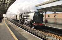 46233 <I>Duchess of Sutherland</I> takes the Cumbrian Mountain Express through Penrith on 30th January 2016. It was scheduled to repeat the trip the following week but 60103 made its inaugural run instead.  <br><br>[Mark Bartlett 30/01/2016]